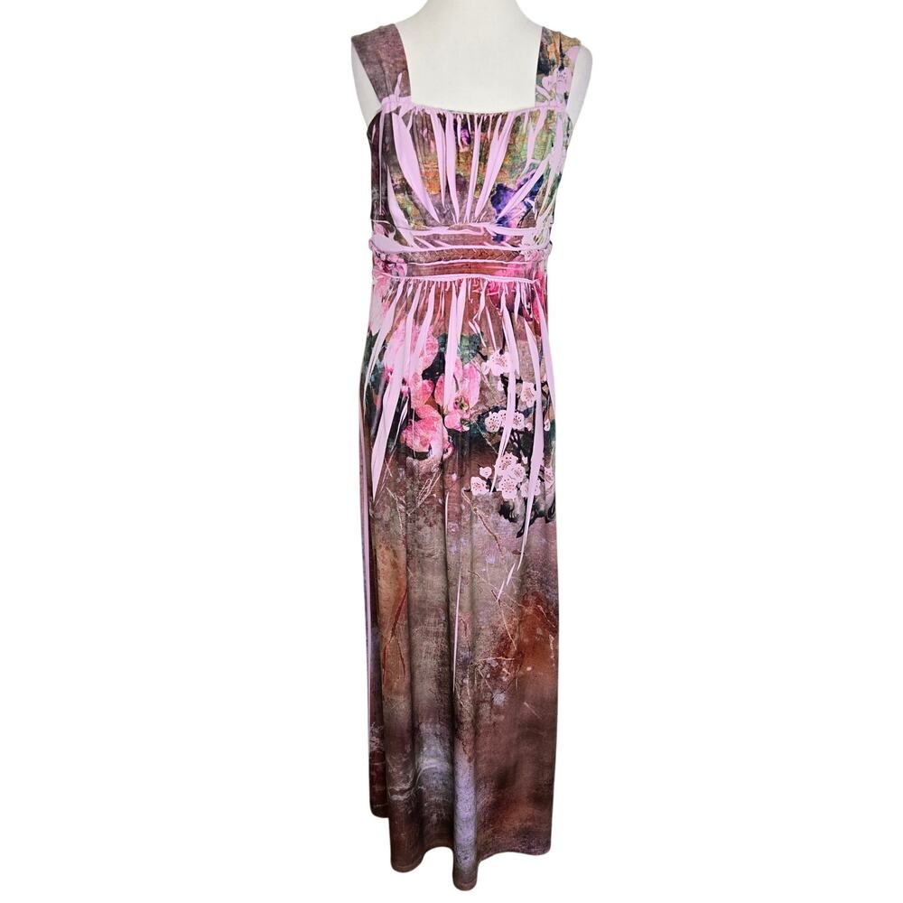 Vintage Y2K Fairy Regency Maxi Dress Purple Floral Forest Romantic Women Small